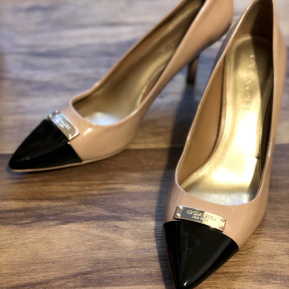 COACH  size 8 Pumps. “ZAN” Two-toned Nude & Black.